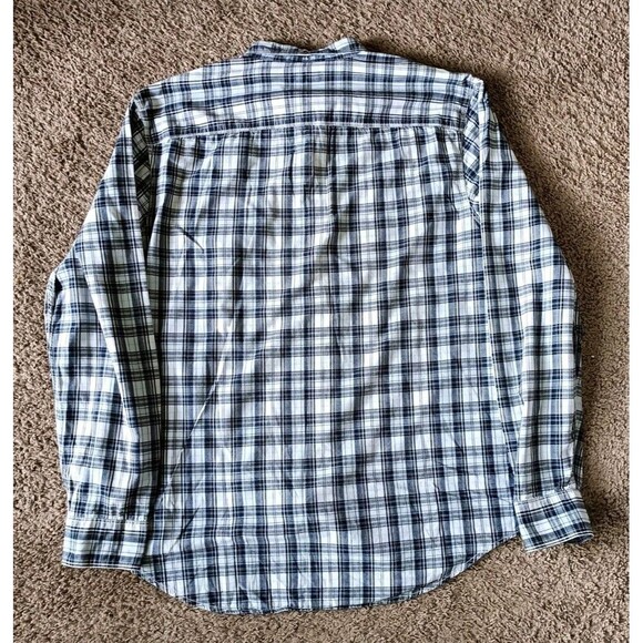 Perry Ellis Button Up Shirt Men's XL Pockets Plaid White Long Sleeve - Picture 6 of 8
